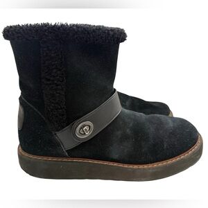 Coach Black Suede Boots with Fur Detail